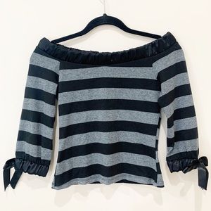 OFF THE SHOULDER BARDOT TOP BLACK & GREY S…